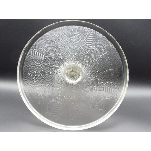 Vintage Jeannette Glass Co. Clear Depression Glass Cake Stand Harp Pattern 4 1/2 - Picture 8 of 10
